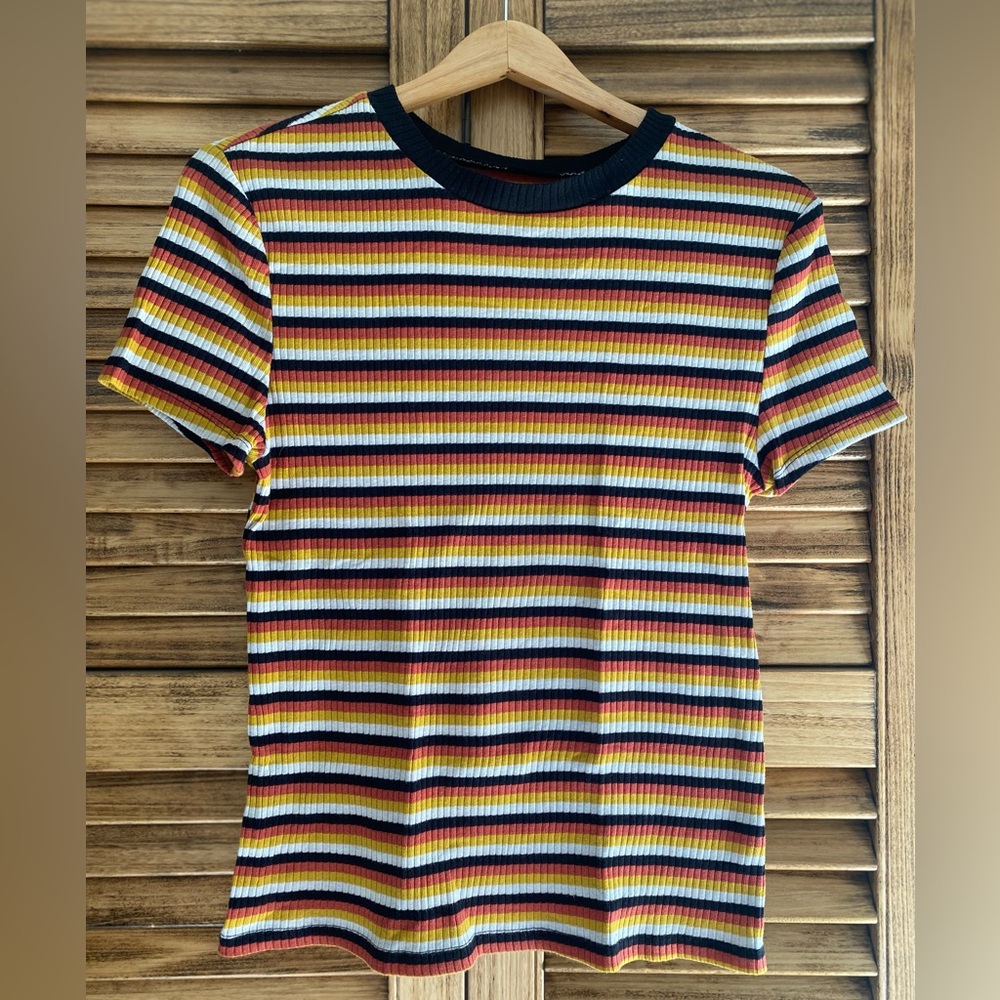 No Boundaries Multicolor Striped Short Sleeve Tee